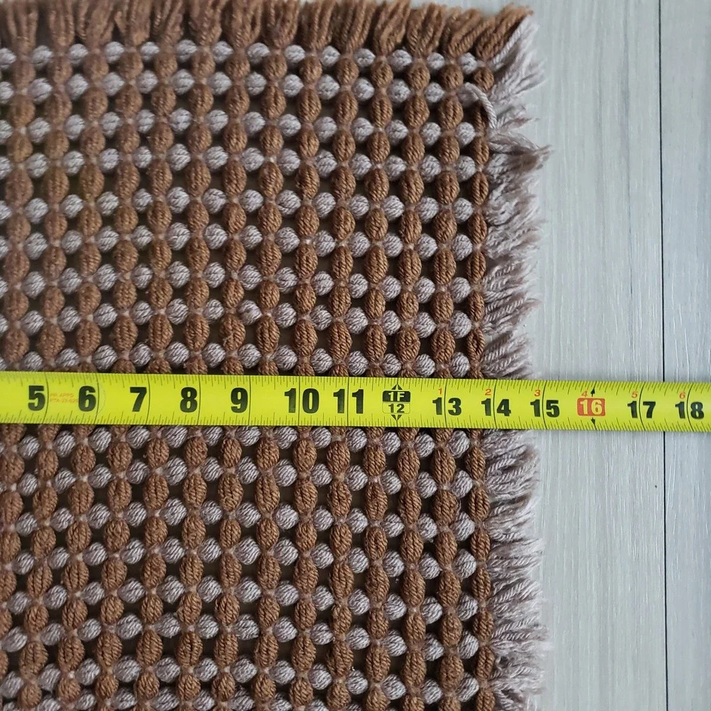 Vintage Woven Placemats Set of 4 Brown 15x16 Fringed Boho Mid Century Crochet